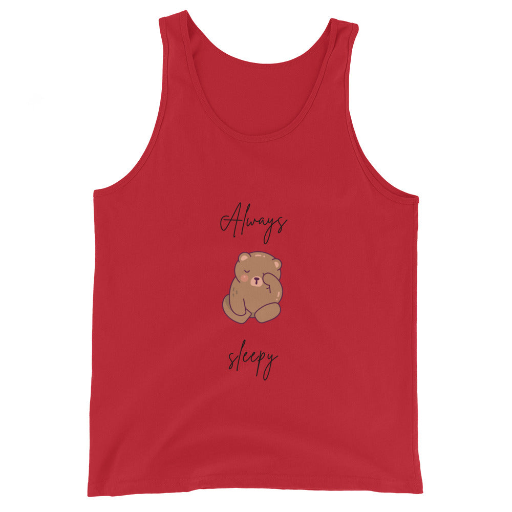 Nightcall Men's Tank Top - Left Placement image 3: Black version, size M with front view of the Always Sleepy range.