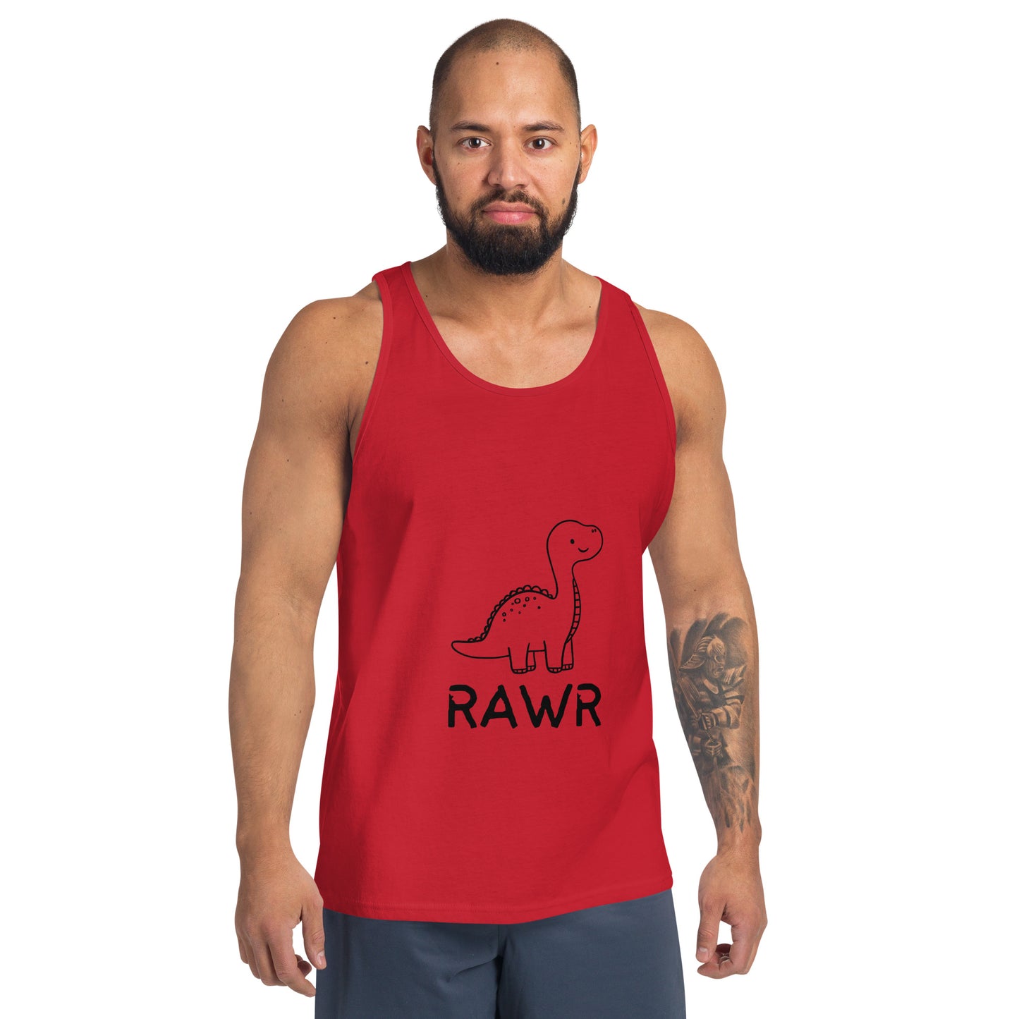 Wild Call Men's Tank Top - Left Placement 38 by R.A. Apparel, image 7, front view, Red, size XS, left placement.