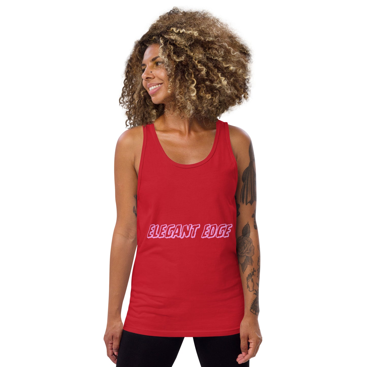 Noir Edge Men's Tank Top - Left Placement image 13 in Red, size XS, showing front view for the Elegant Edge design.