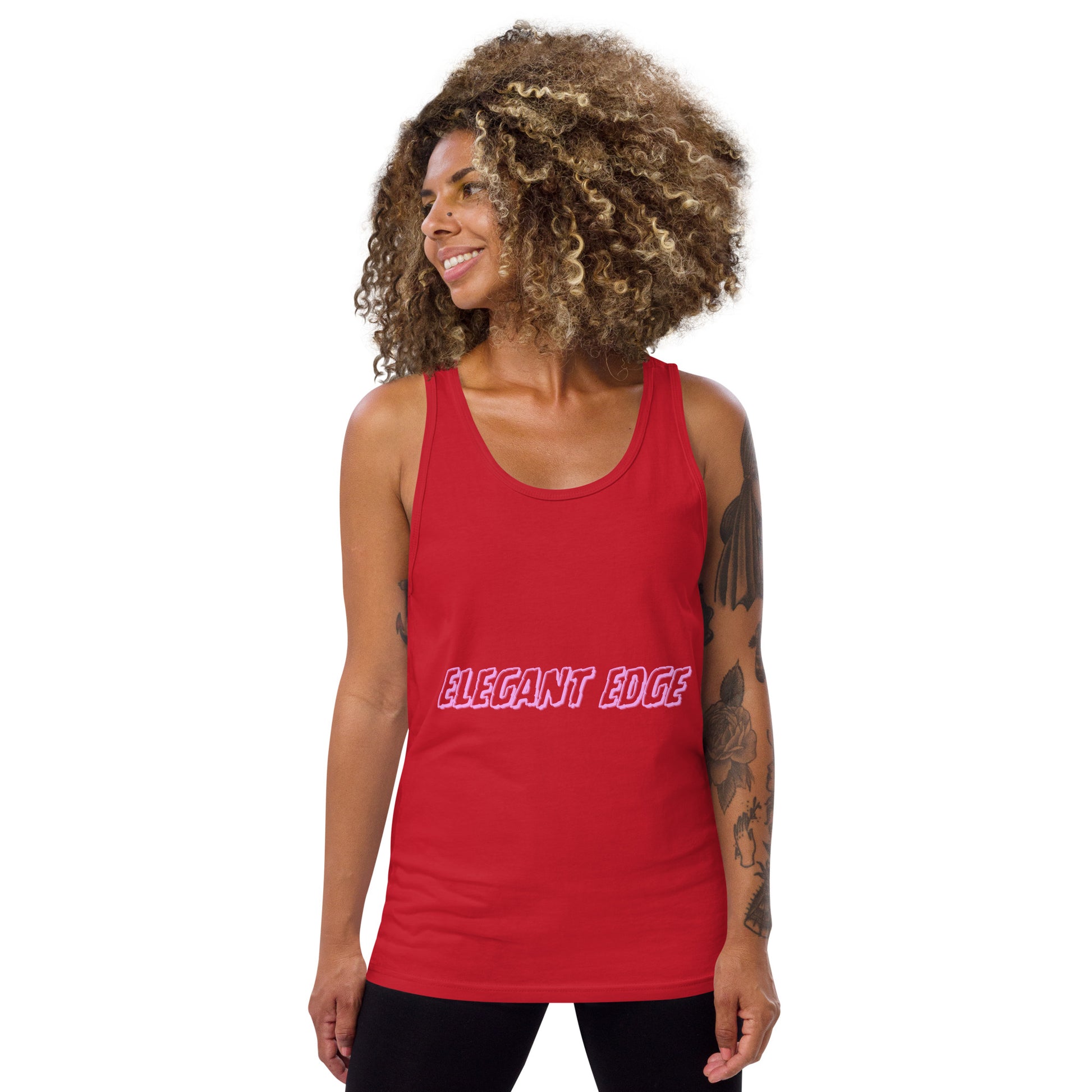 Noir Edge Men's Tank Top - Left Placement image 13 in Red, size XS, showing front view for the Elegant Edge design.