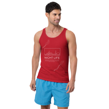 Afterhours Men's Tank Top - Left Placement by R.A. Apparel, image 7, front view, Navy, size XS, left placement.