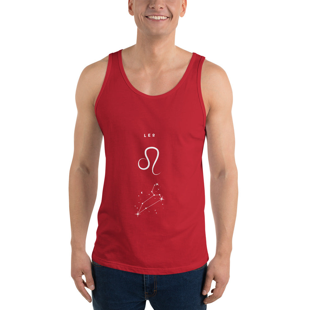 Solmane Men's Tank Top - Left Placement image 9 in Navy, size M, showing front view for the Leo design.