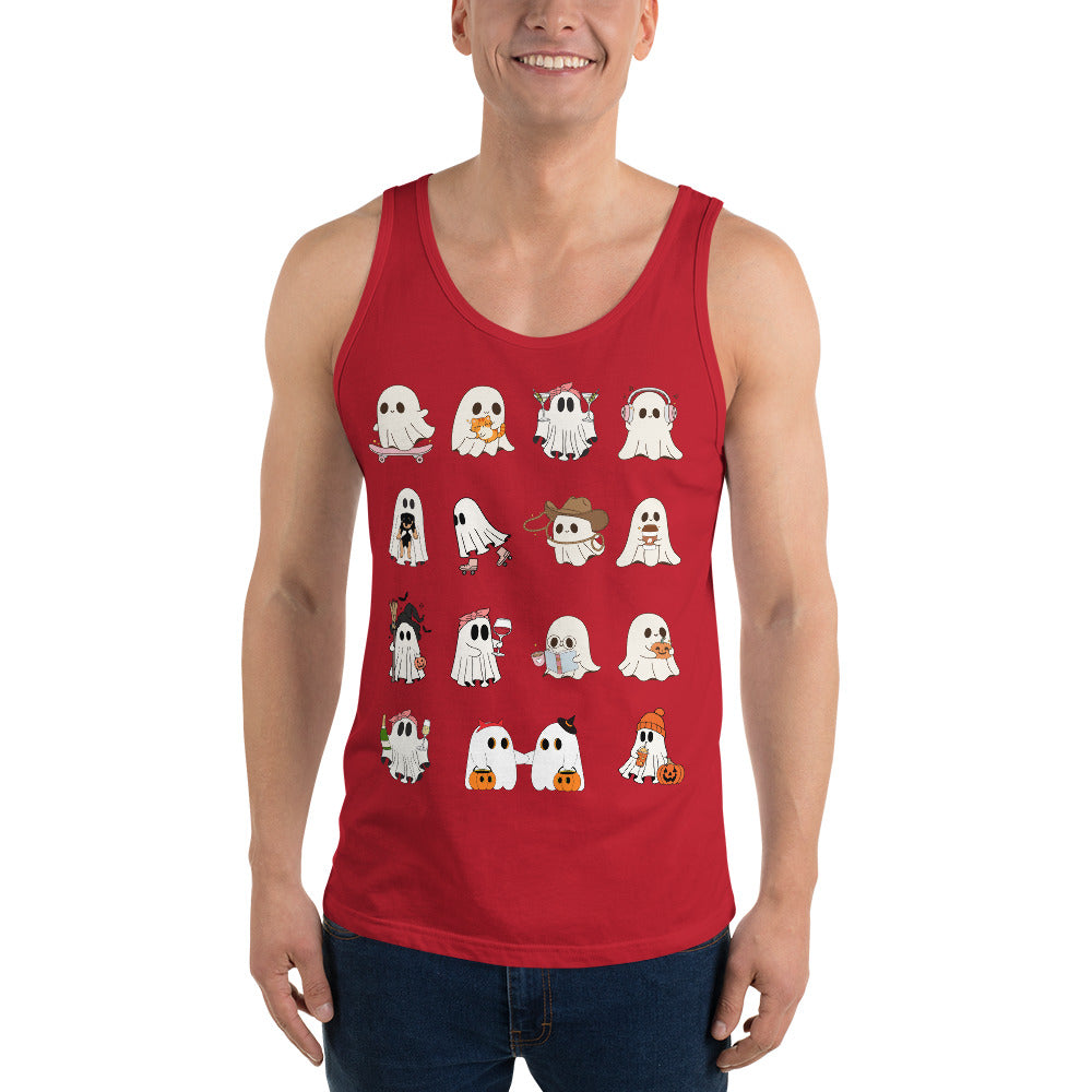 Spectral Men's Tank Top - Left Placement image 9: Navy version, size M with front view of the Ghosts range.