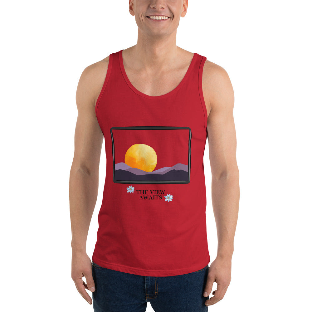 Avenor Tank Top image 5 in Black, size 2XL, showing front view for the The View Awaits design.