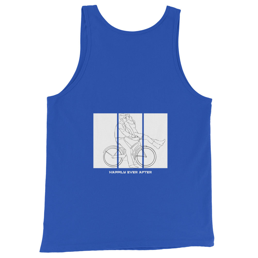 Ever After Men's Tank Top - Left Placement 110 image 5 in Black, size XL, showing back view for the Happily Ever After design.