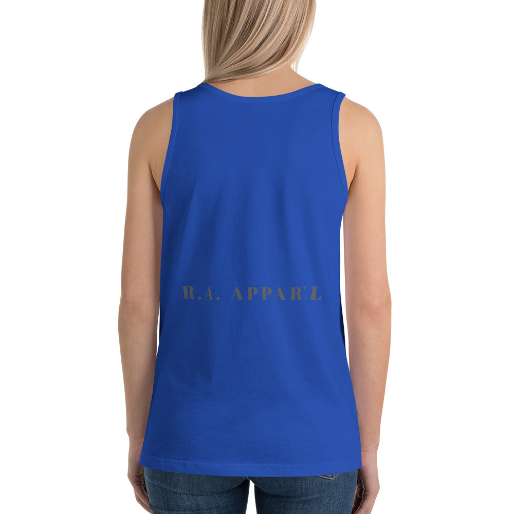Cute Haunt Men's Tank Top - Left Placement by R.A. Apparel, image 6, back view, Black, size 2XL, left placement.