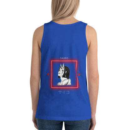 Image 6 of Black Saiko Men's Tank Top - Left Placement 31, size 2XL, with Saiko artwork visible in back view.