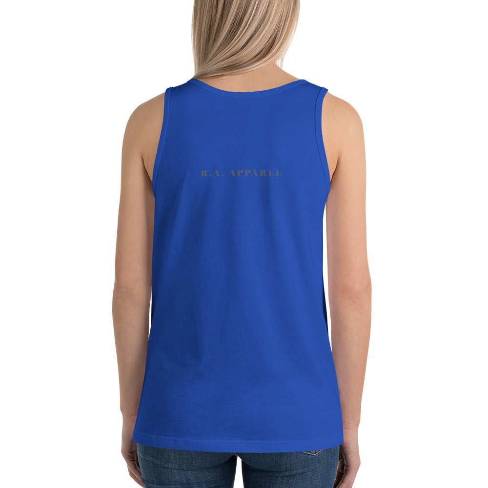 Image 6 of Black Quiet Peace Men's Tank Top - Left Placement, size 2XL, with Peace artwork visible in back view.
