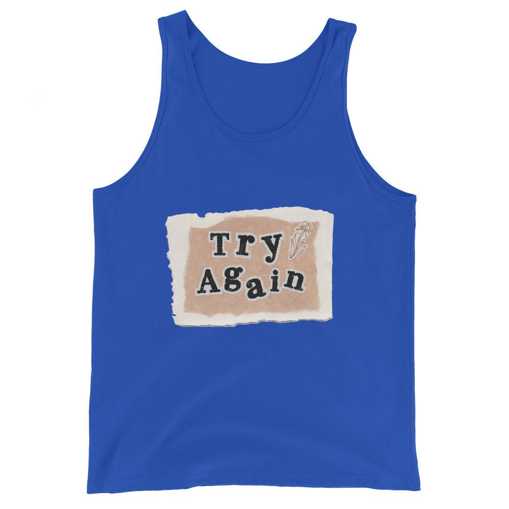 Retry Men's Tank Top - Left Placement image 5 in Black, size XL, showing front view for the Try Again design.