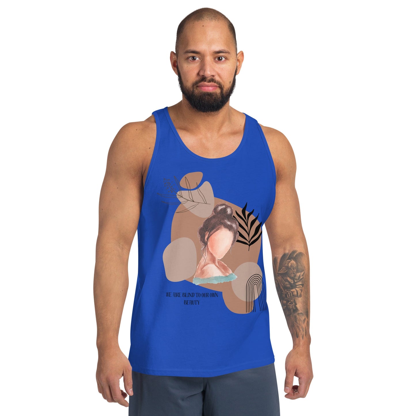 Blind Signal Men's Tank Top - Left Placement image 3 in Navy, size M, showing front view for the We Are Blind design.