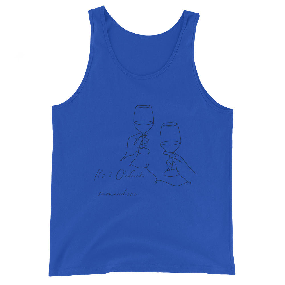 After Five Men's Tank Top - Left Placement 59 image 2 in Red, size S, showing front view for the 5 O'Clock design.