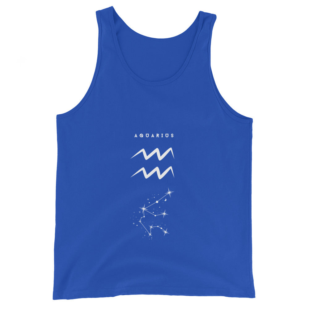 Image 5 of Black Waterbearer Tank Top - Left Placement, size XL, with Aquarius artwork visible in front view.