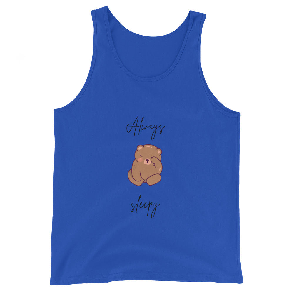 Nightcall Men's Tank Top - Left Placement image 5 in Black, size XL, showing front view for the Always Sleepy design.