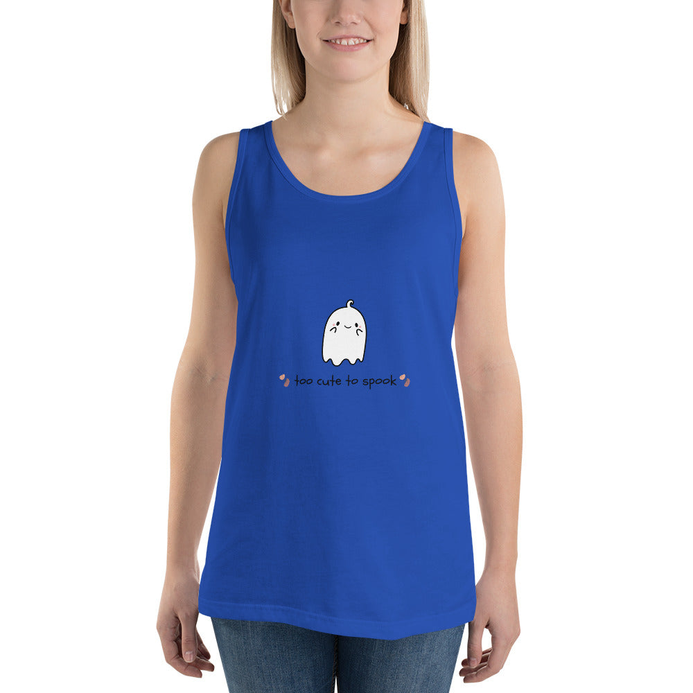 Cute Haunt Men's Tank Top - Left Placement image 5 in Black, size XL, showing front view for the Too Cute to Spook design.