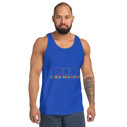 Festive Mood Men's Tank Top - Left Placement image 3: Navy version, size M with front view of the Xmas Mood range.