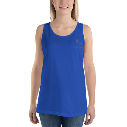 Wild Call Men's Tank Top - Left Placement 39 by R.A. Apparel, image 3, front view, Navy, size M, left placement.