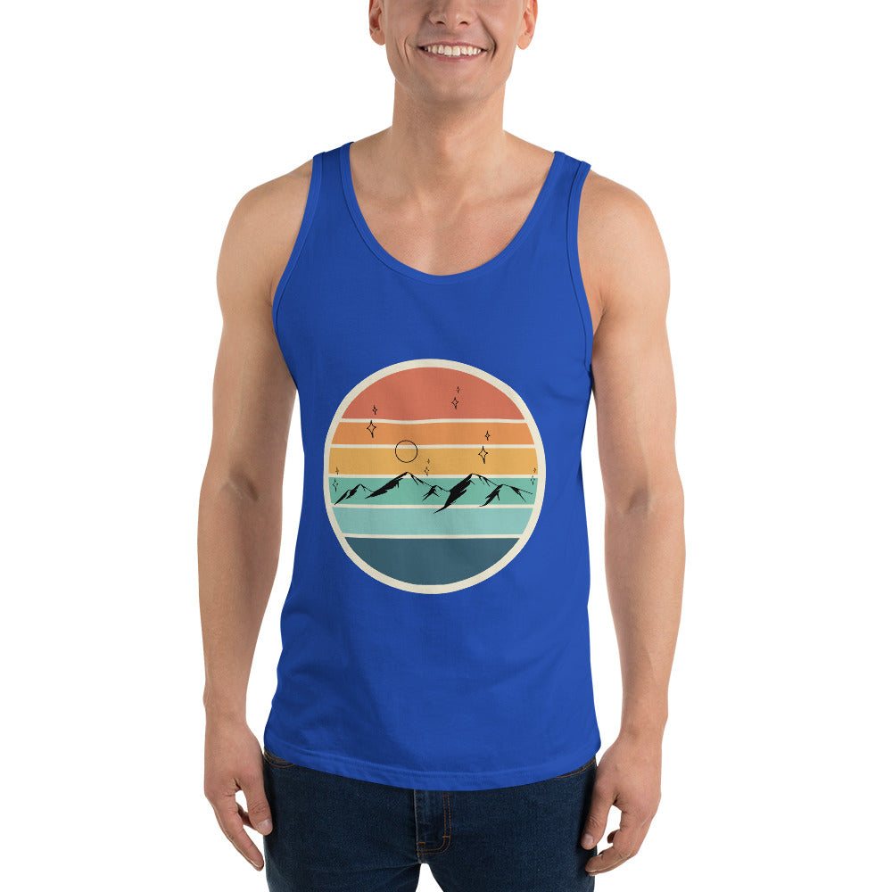 Summitline Men's Tank Top - Left Placement by R.A. Apparel, image 5, front view, Black, size XL, left placement.