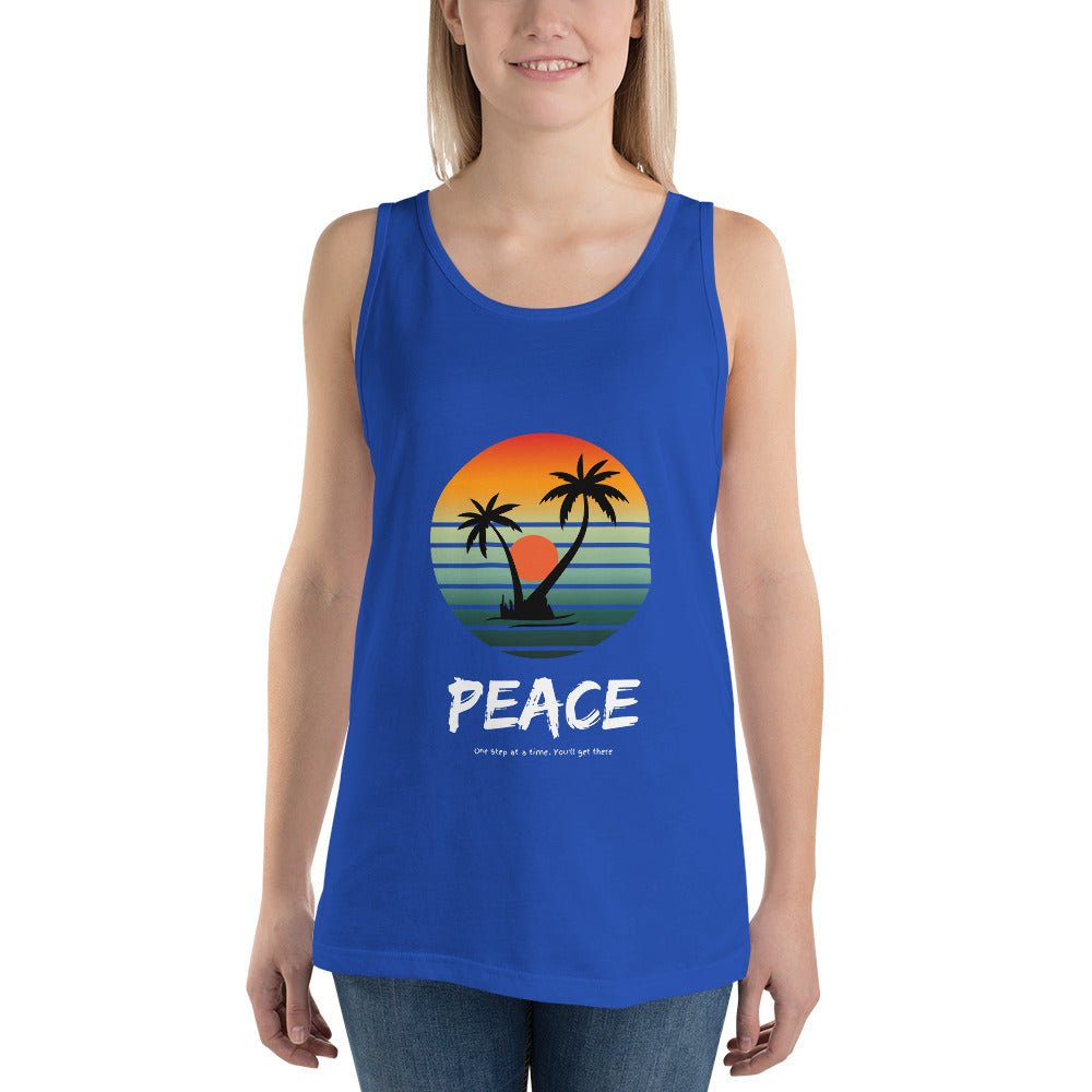 Quiet Peace Men's Tank Top - Left Placement by R.A. Apparel, image 5, front view, Black, size XL, left placement.