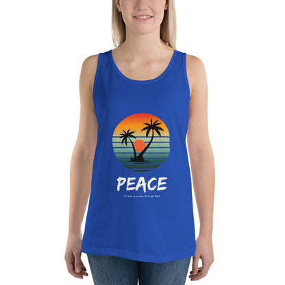 Quiet Peace Men's Tank Top - Left Placement by R.A. Apparel, image 5, front view, Black, size XL, left placement.