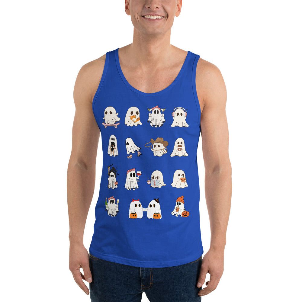 Spectral Men's Tank Top - Left Placement image 5 in Black, size XL, showing front view for the Ghosts design.