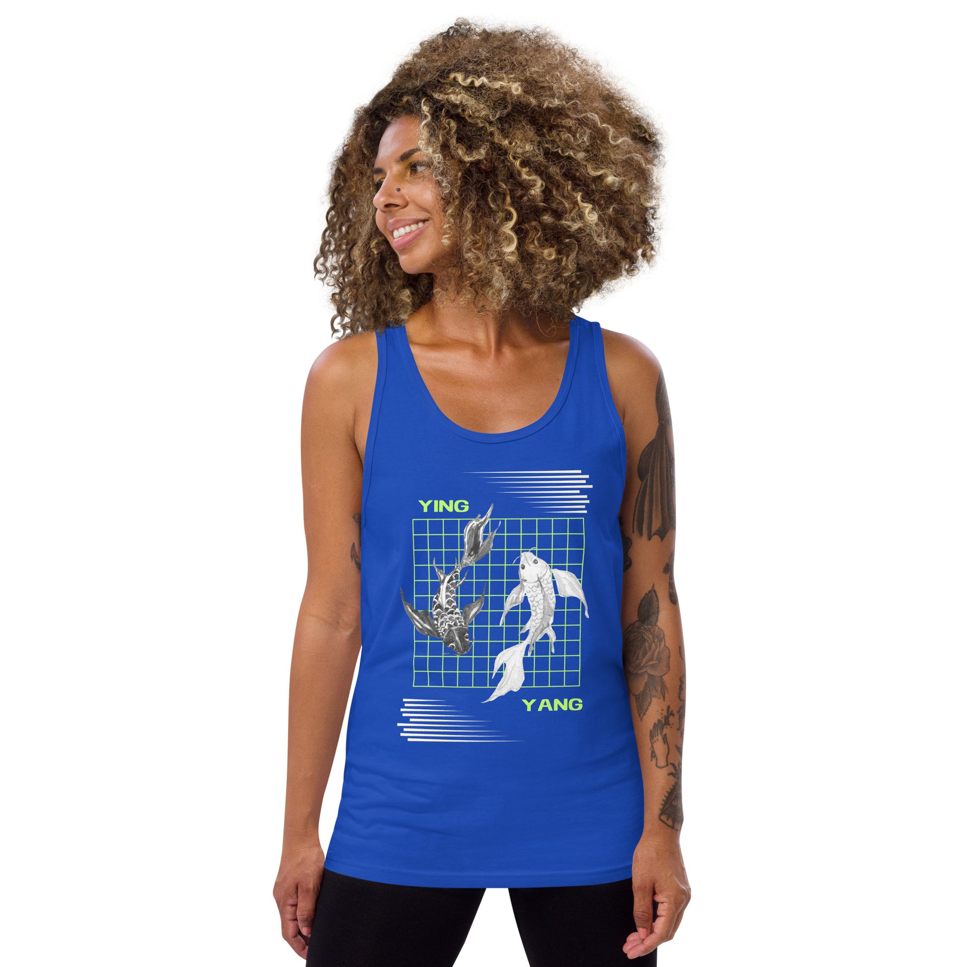 Equinoxe Tank Top image 10 in Navy, size 2XL, showing front view for the Ying and Yang design.