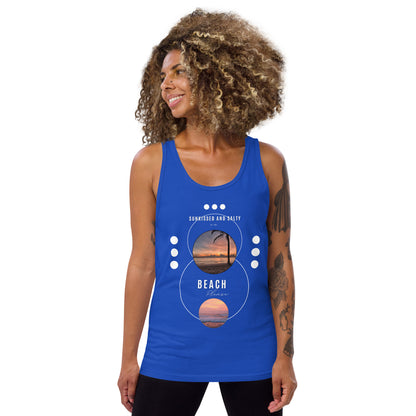 Coastline Attitude Men's Tank Top - Left Placement image 7 in Navy, size XS, showing front view for the Beach Please design.