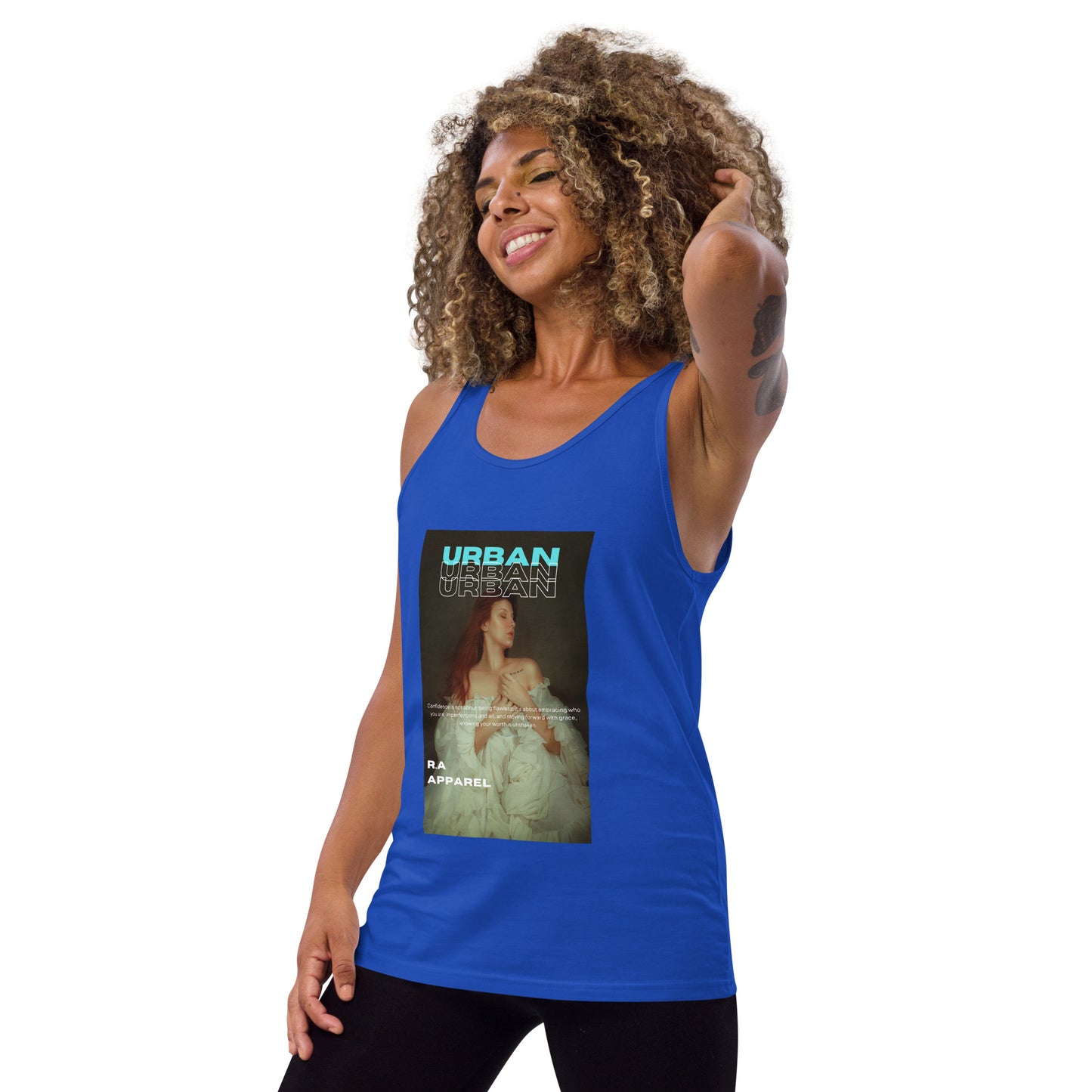 Urban Men's Tank Top - Left Placement 26 product image 8 in Navy, size S, with front view, left-side angle and left placement.