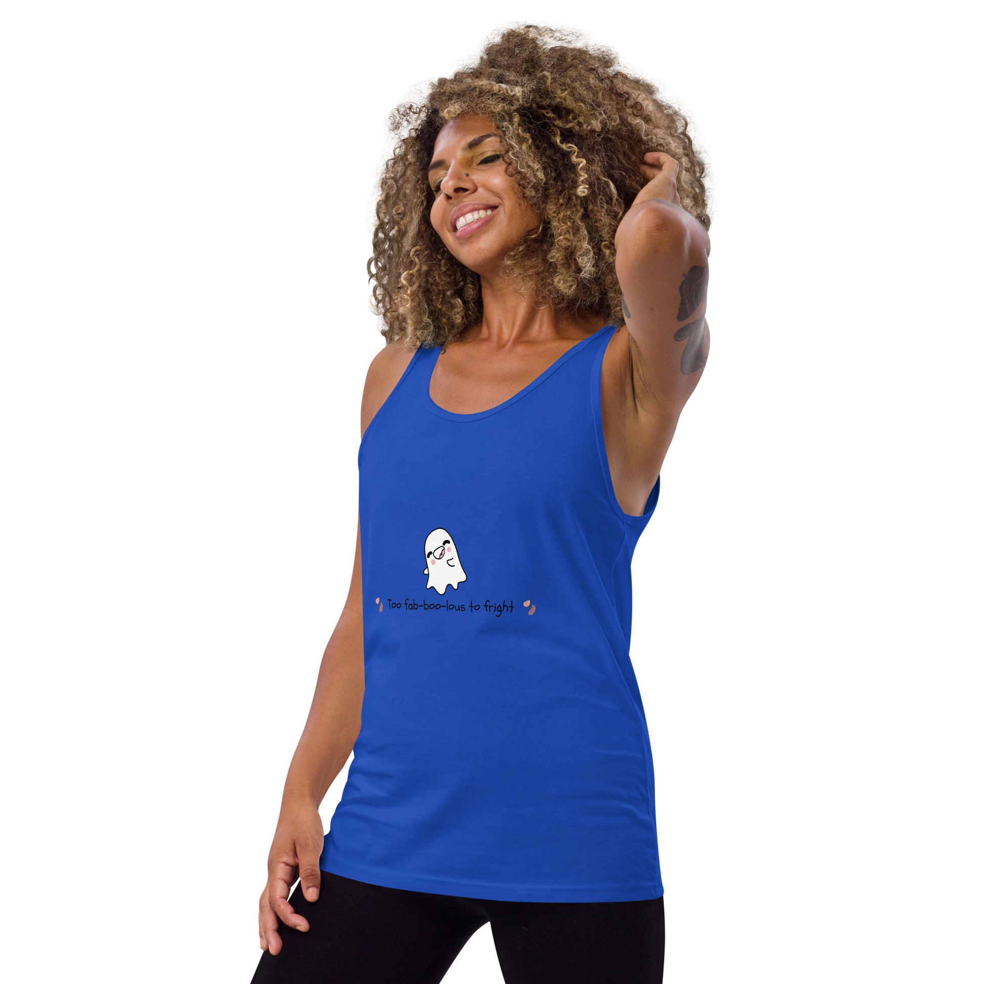 Boo Luxe Men's Tank Top - Left Placement product image 5 in Navy, size XL, with front view, left-side angle and left placement.