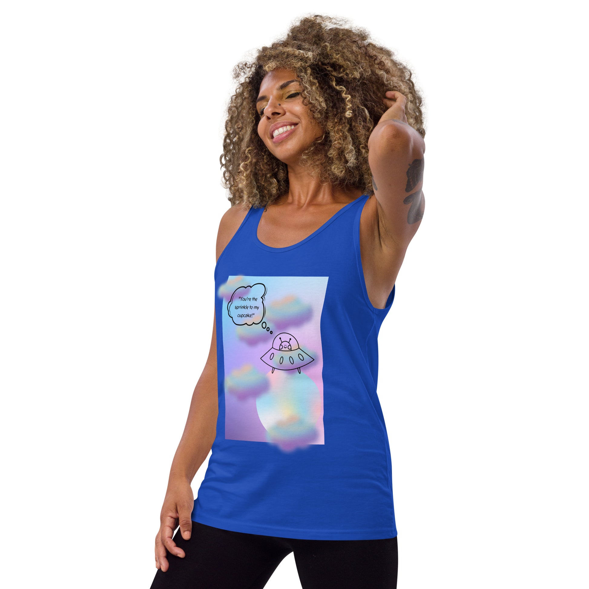 Sprinkle Theory Men's Tank Top - Left Placement product image 8 in Navy, size S, with front view, left-side angle and left placement.