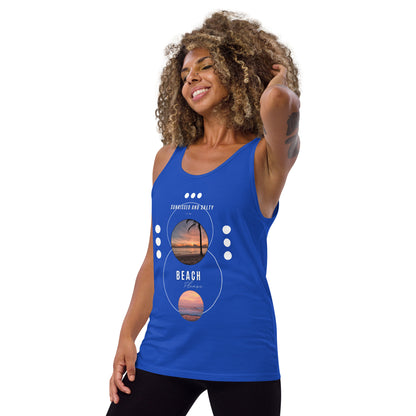 Coastline Attitude Men's Tank Top - Left Placement by R.A. Apparel, image 8, front view, left-side angle, Navy, size S, left placement.