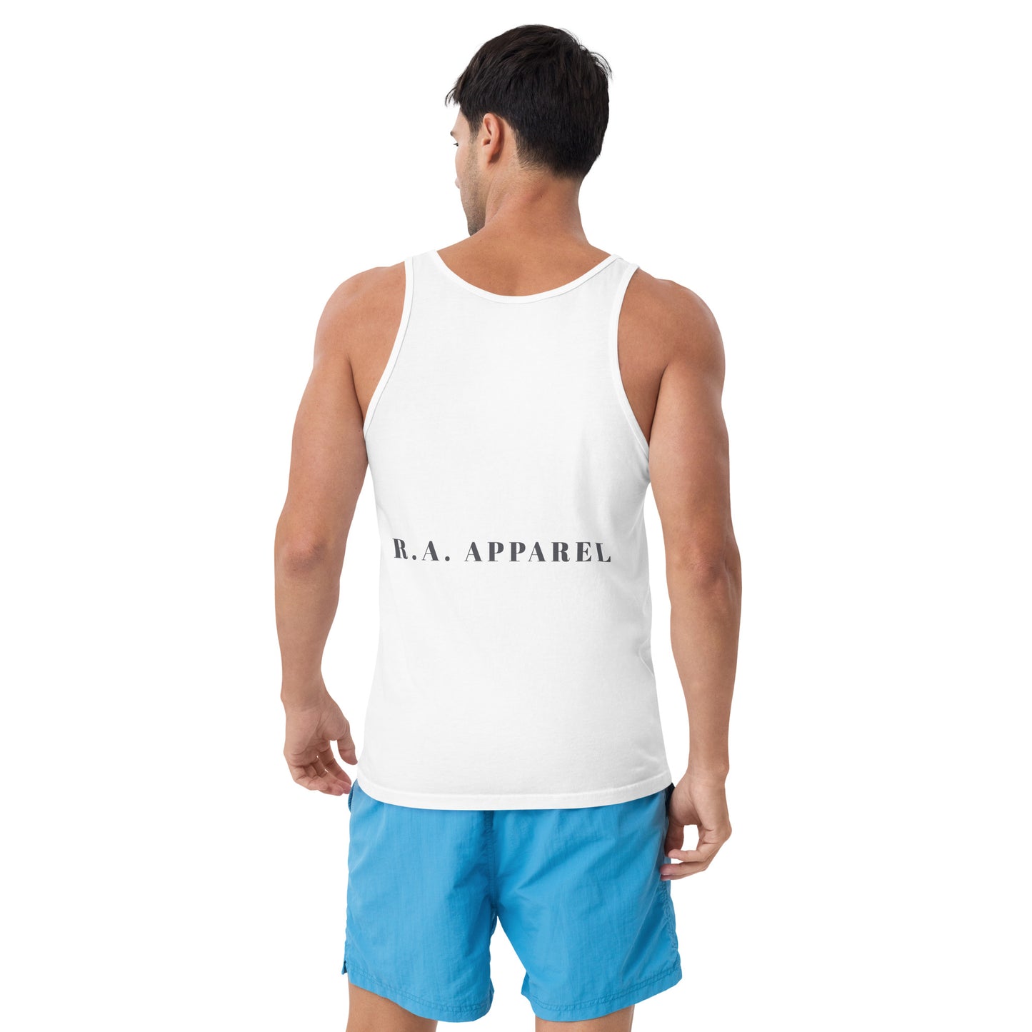 Growthline Men's Tank Top - Left Placement image 12 in Red, size S, showing back view for the Growth design.