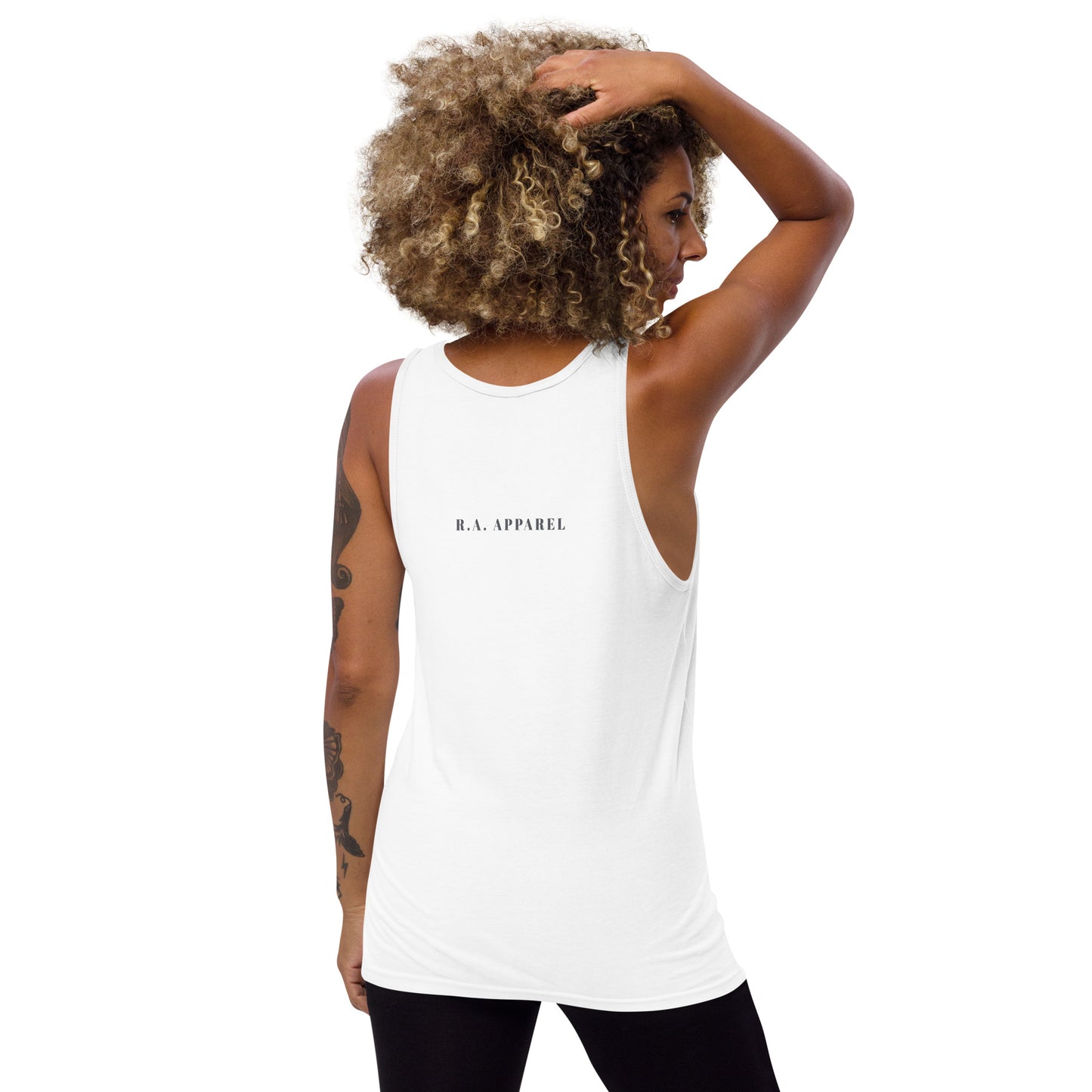 Coastline Attitude Men's Tank Top - Left Placement image 18: Red version, size 2XL with back view of the Beach Please range.