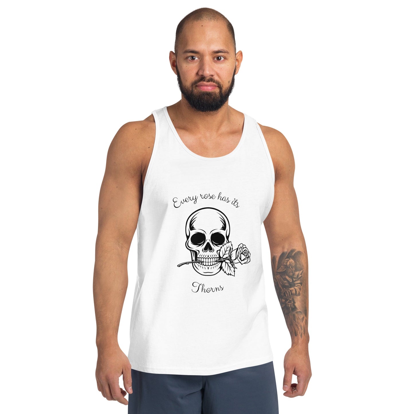 Rose & Bone Men's Tank Top - Left Placement by R.A. Apparel, image 7, front view, Red, size XS, left placement.