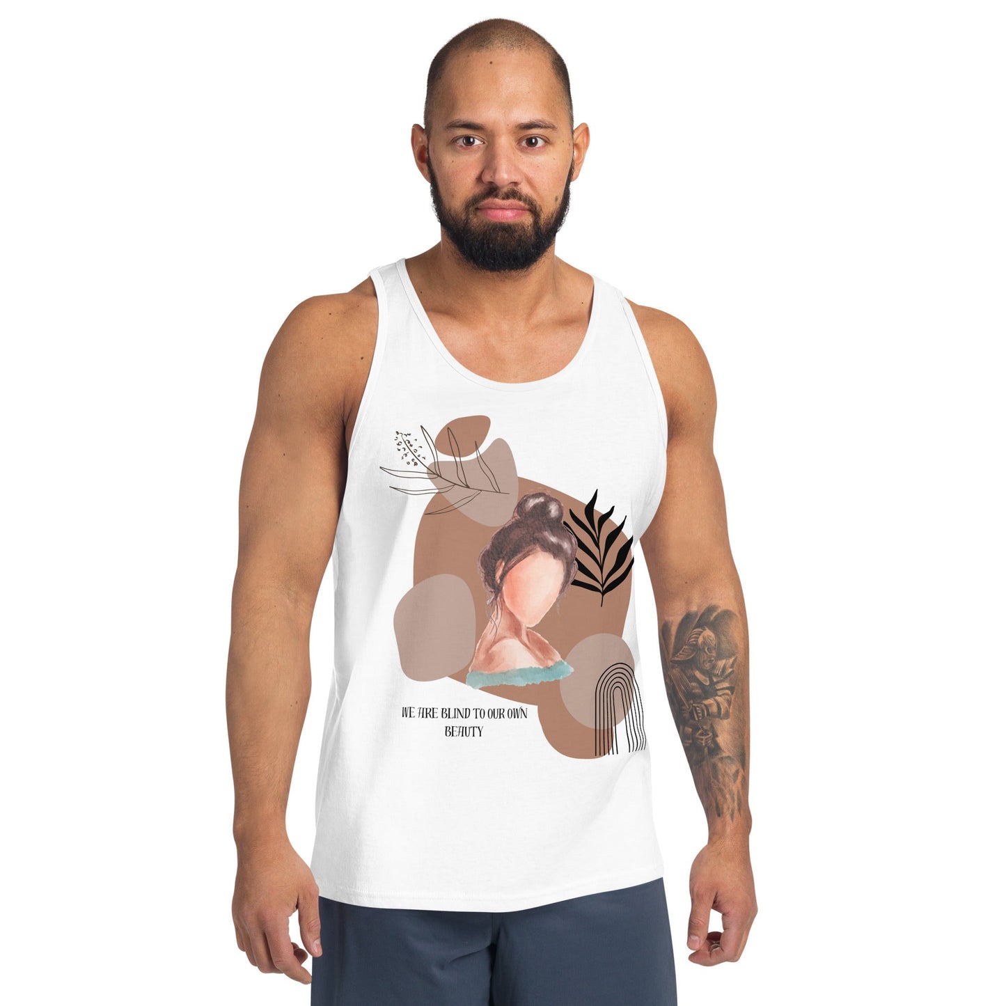 Blind Signal Men's Tank Top - Left Placement image 6 in Navy, size 2XL, showing front view for the We Are Blind design.