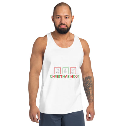 Festive Mood Men's Tank Top - Left Placement product image 9 in Red, size M, with front view and left placement.
