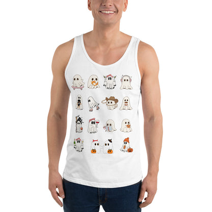 Spectral Men's Tank Top - Left Placement image 11: Navy version, size XL with front view of the Ghosts range.