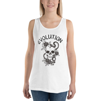 Evolution Men's Tank Top - Left Placement image 7 in Red, size XS, showing front view for the Evolution design.