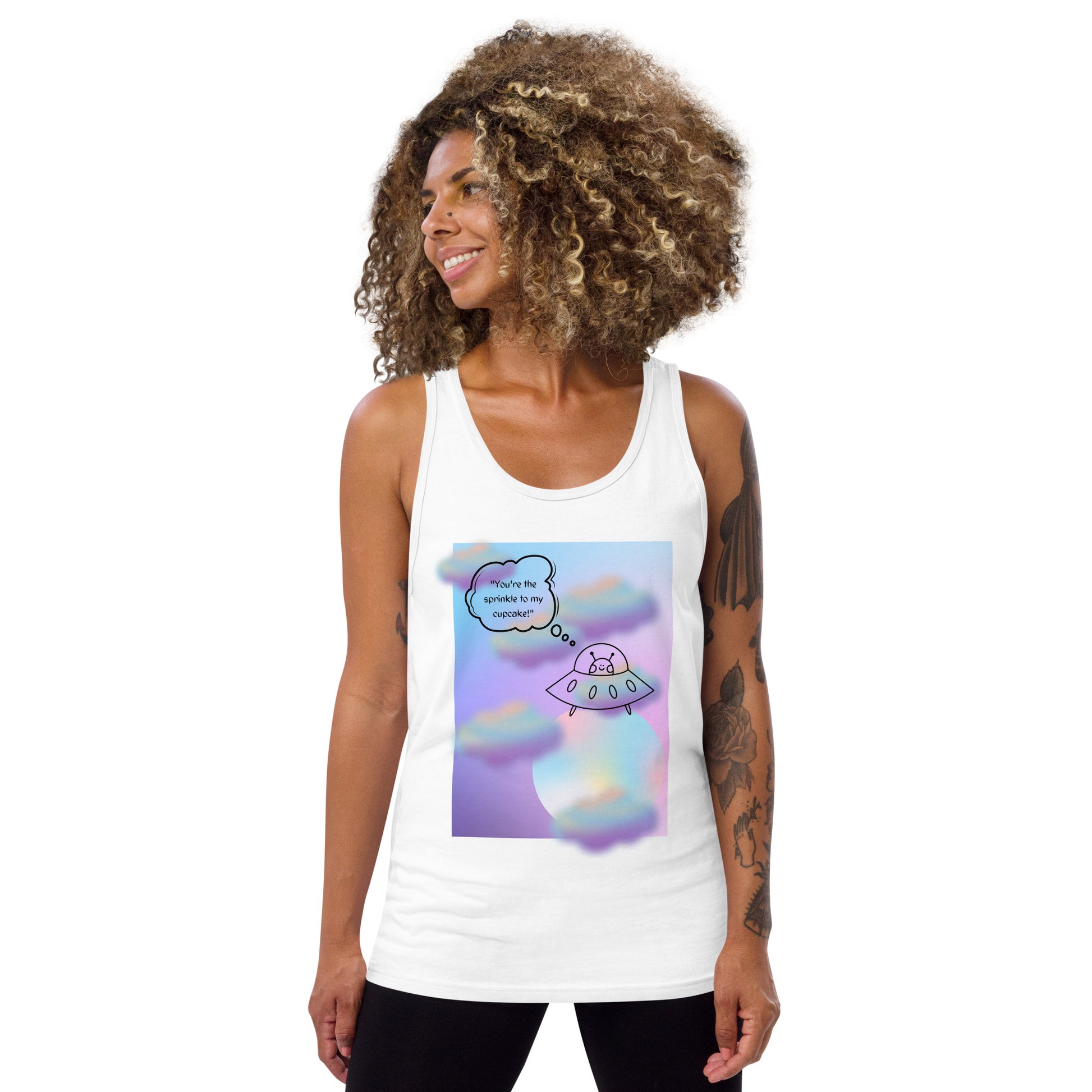 Sprinkle Theory Men's Tank Top - Left Placement by R.A. Apparel, image 16, front view, Red, size L, left placement.