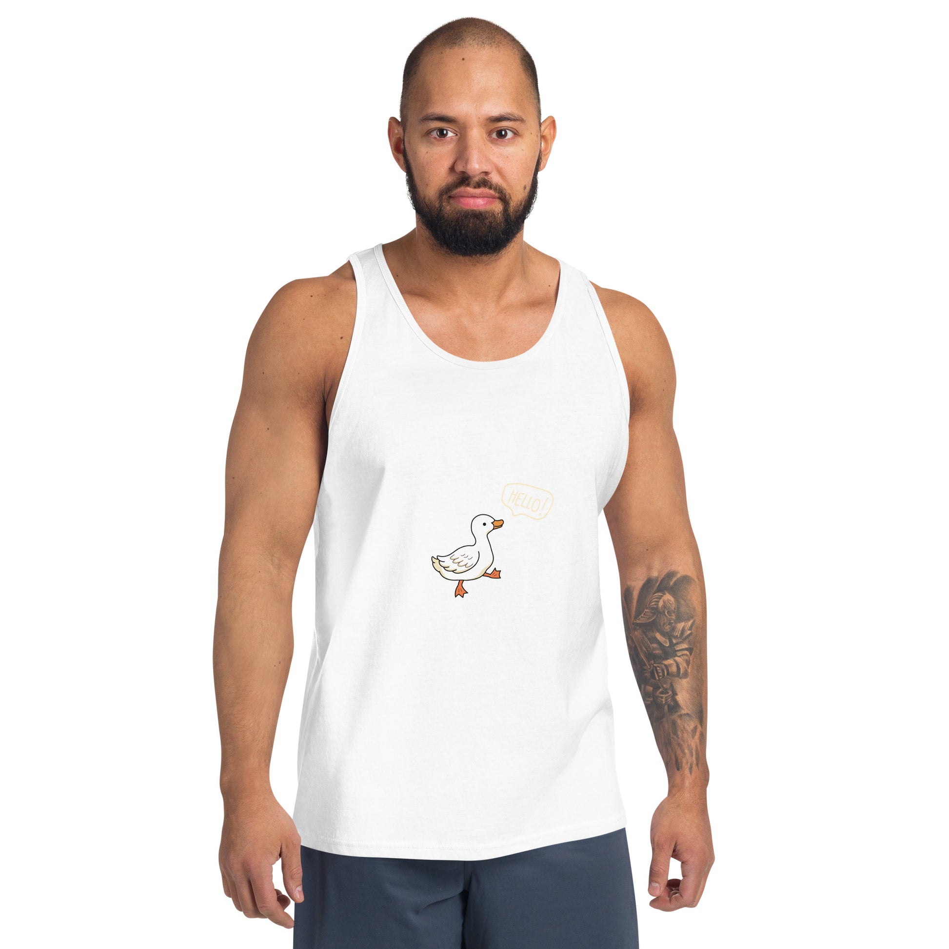 Quacksy Tank Top by R.A. Apparel, image 11, front view, Red, size S, design placement.