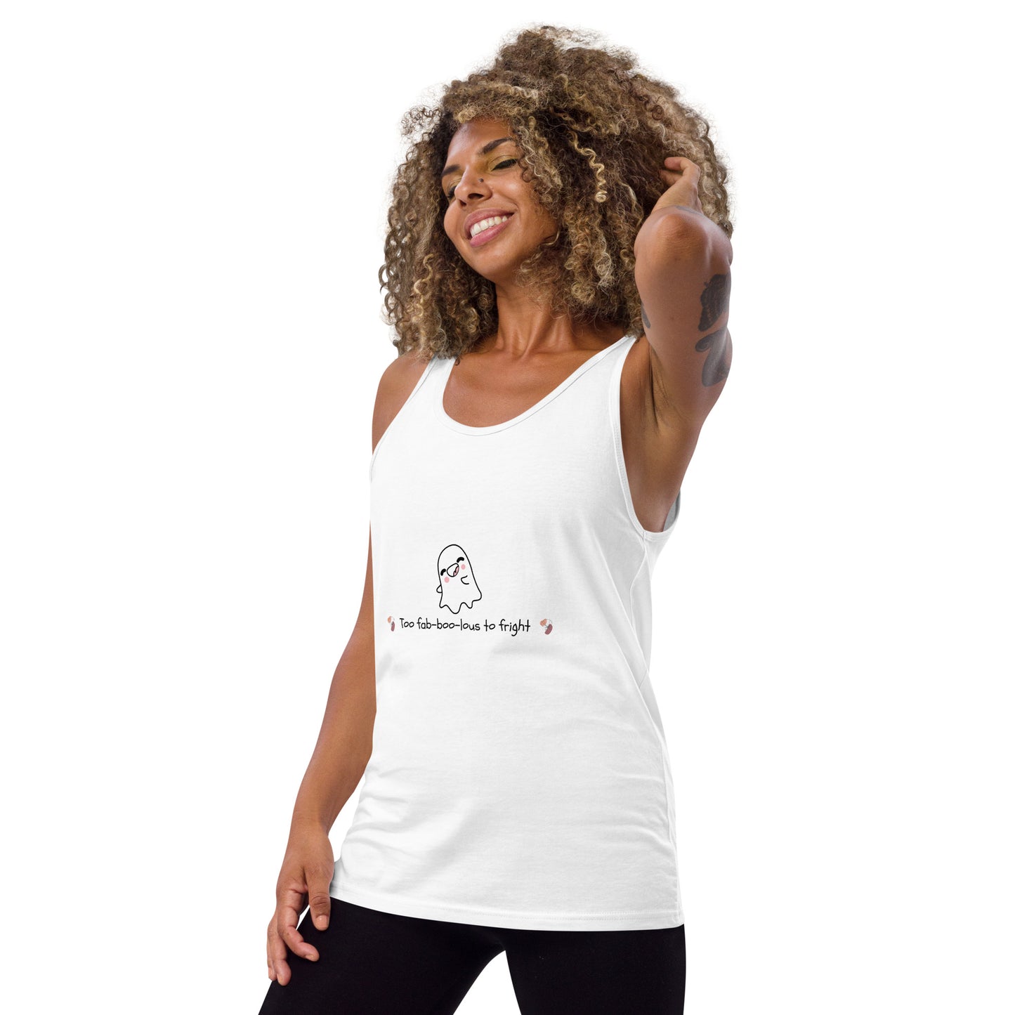 Boo Luxe Men's Tank Top - Left Placement image 14: Charcoal-Black Triblend version, size S with front view, left-side angle of the Fa Boo Lous range.