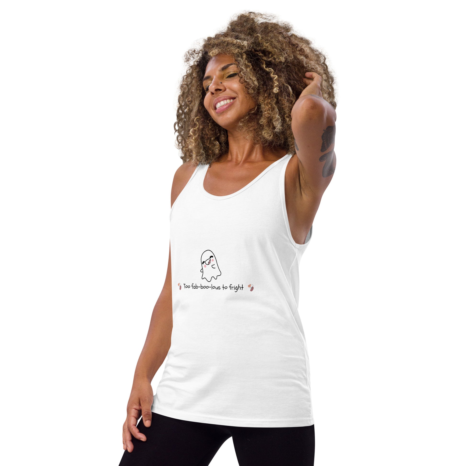 Boo Luxe Men's Tank Top - Left Placement image 14: Charcoal-Black Triblend version, size S with front view, left-side angle of the Fa Boo Lous range.