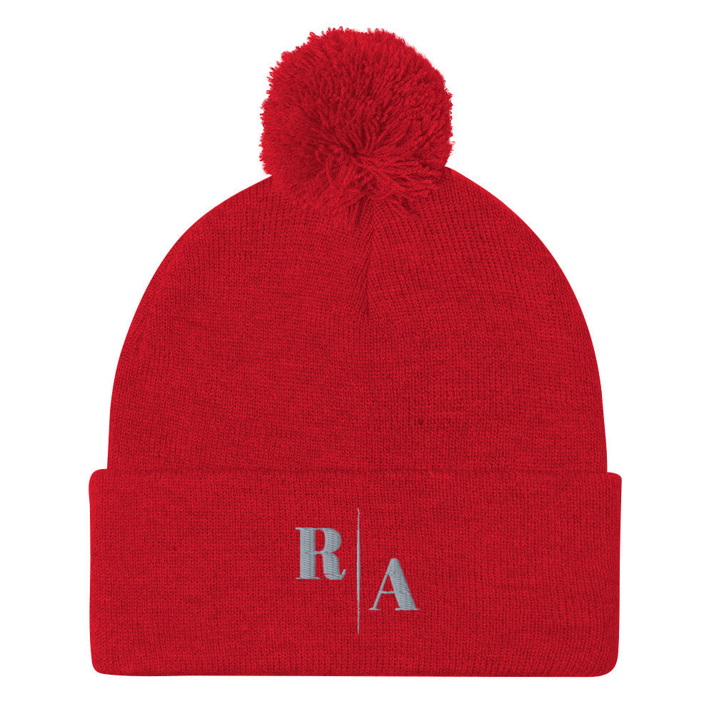 Timeless Cap - Left Placement product image 5 in Dark Heather Grey/ Red, with front view and left placement.