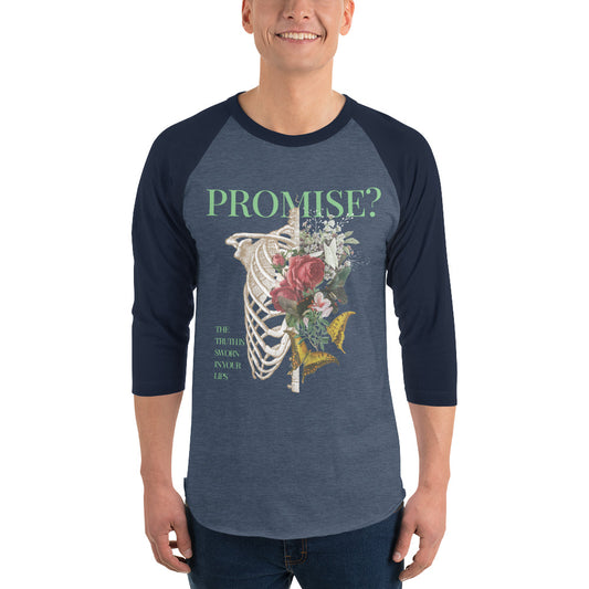 Promise Raglan Shirt - Left Placement product image 1 in Heather Denim/Navy, size XS, with front view and left placement.