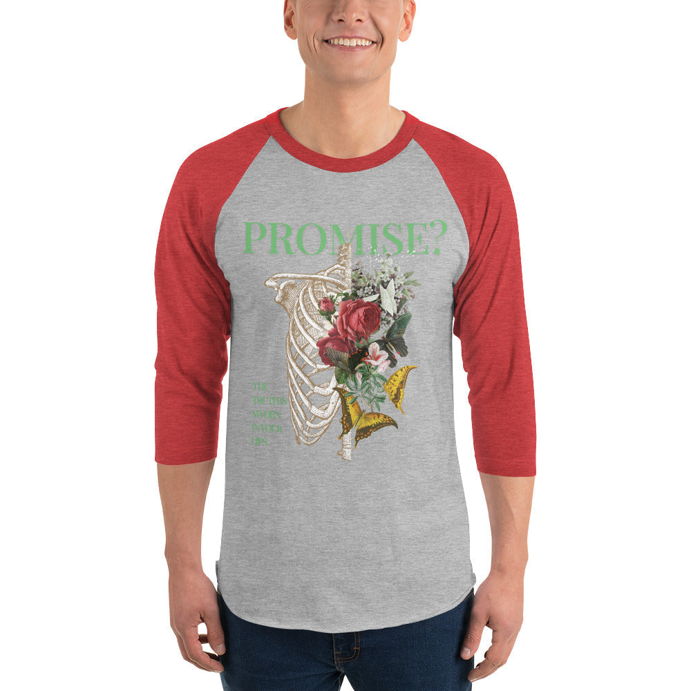 Promise Raglan Shirt - Left Placement by R.A. Apparel, image 3, front view, Heather Denim/Navy, size M, left placement.