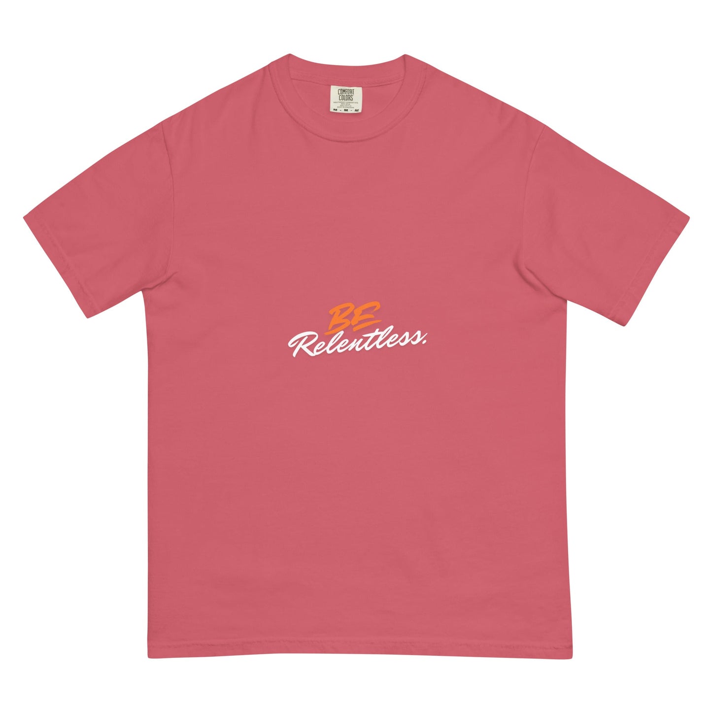 Image 10 of Red Relentless Men's T-Shirt - Left Placement, size L, with Be Relentless artwork visible in front view.