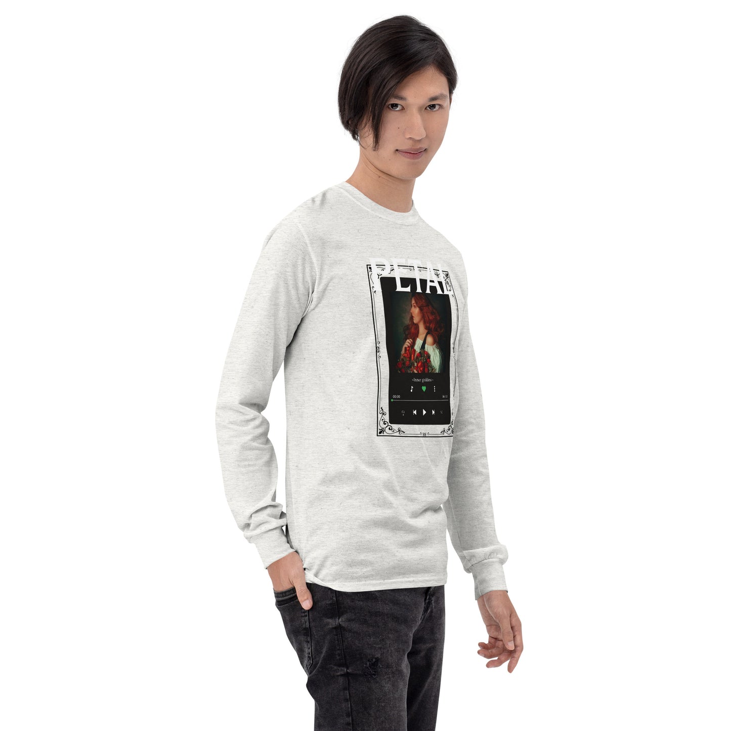 Petaline Long Sleeve Shirt product image 84 in selected colour, with front view, right-side angle and design placement.