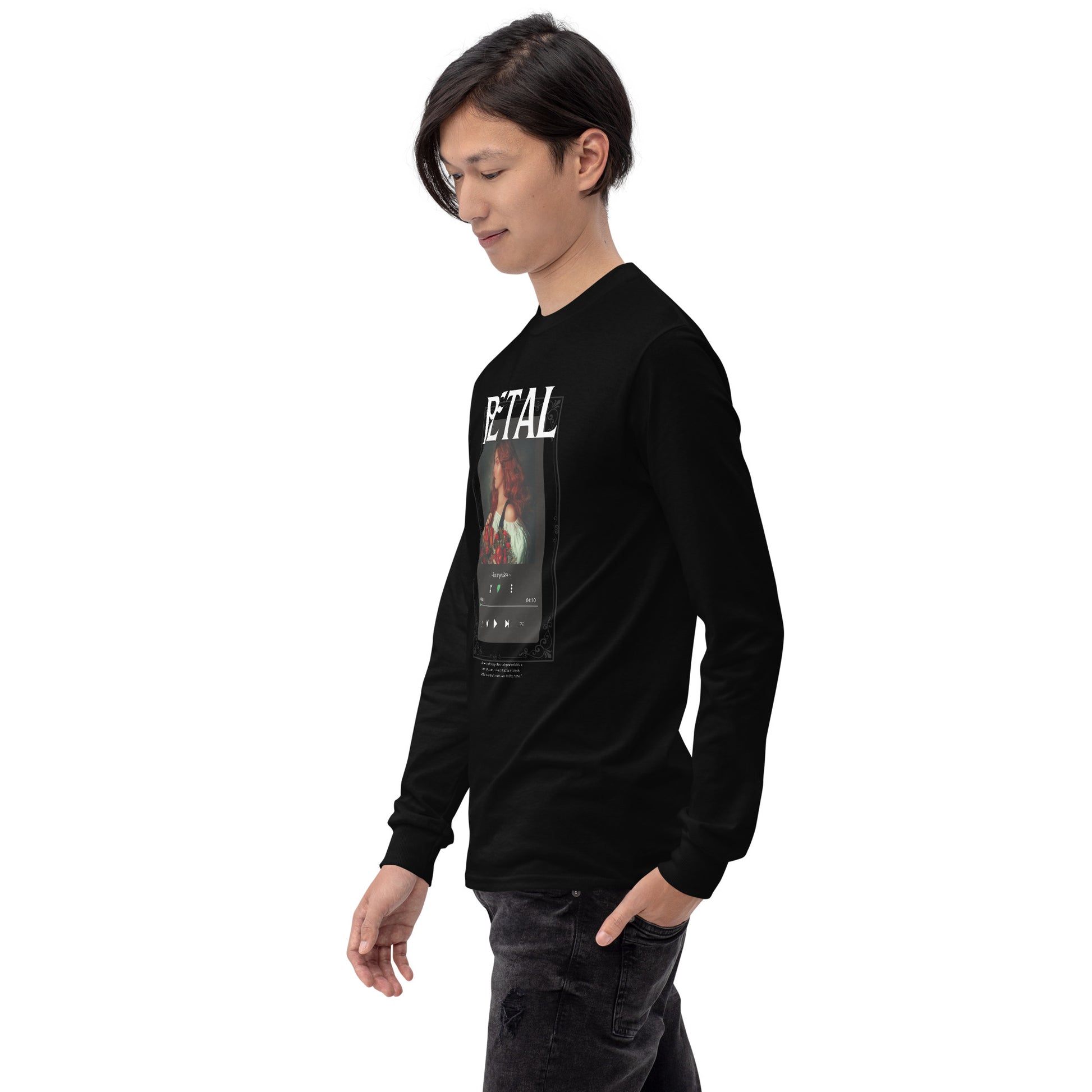 Petaline Long Sleeve Shirt image 5 in Black, size 2XL, showing front view, left-side angle for the Petal design.