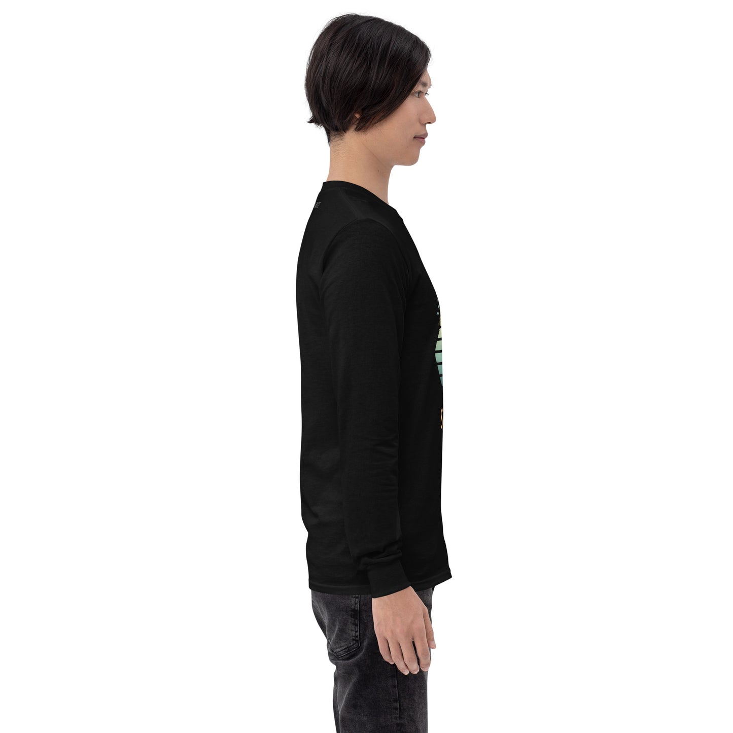 Solara Long Sleeve Shirt image 5 in Black, size 2XL, showing right-side angle for the Be the Sunshine design.