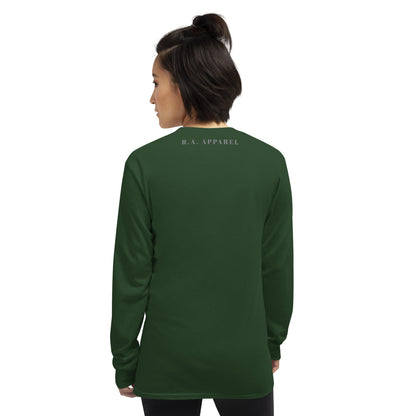 Coastline Attitude Men's Long Sleeve Shirt - Left Placement image 21 in Forest Green, size M, showing back view for the Beach Please design.