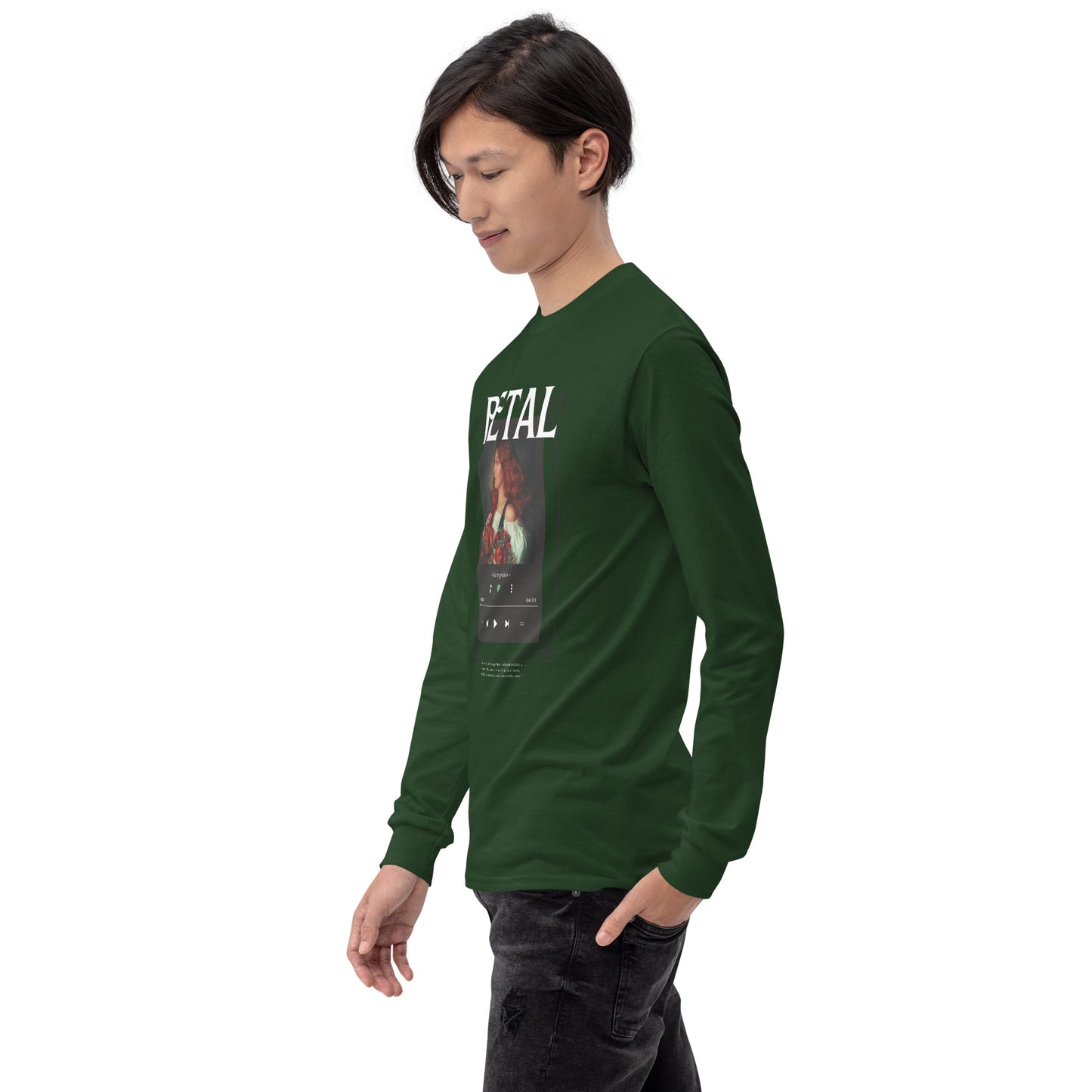 Petaline Long Sleeve Shirt product image 22 in Red, size M, with front view, left-side angle and design placement.
